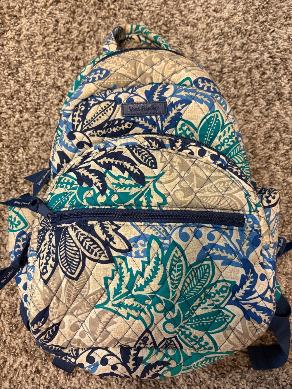 Vera Bradley Navy & Teal Quilted Floral Backpack